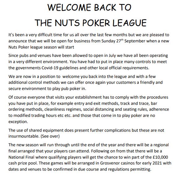 Nuts poker league rules card game